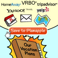 Save things into your Planapple travel binder directly from sites like TripAdvisor, HomeAway, VRBO, Yahoo Travel, Yelp, and even email.